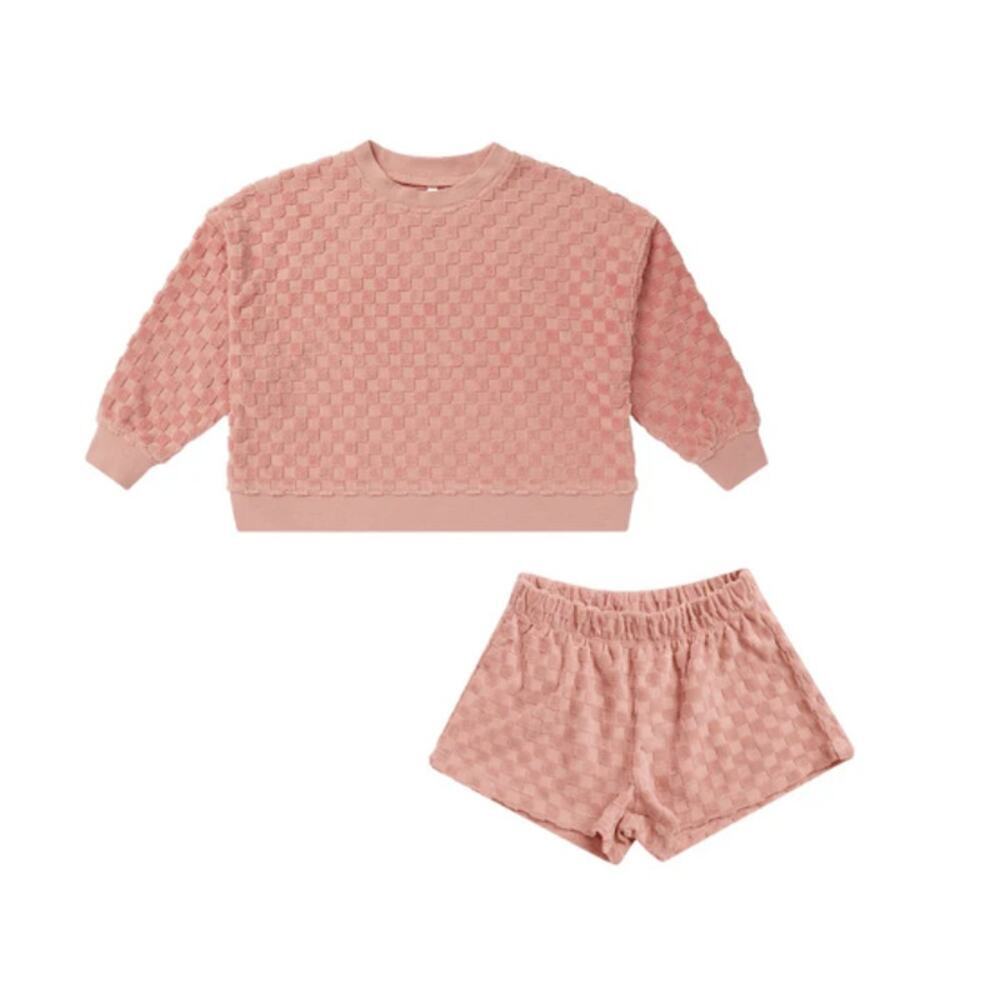 Rylee & Cru Baby Pink Check Top and Shorts Set Size 2-3 Years